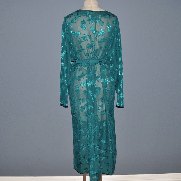 Vintage LANE BRYANT Green Sheer Peignoir Robe [F5] - Picture 3 of 5